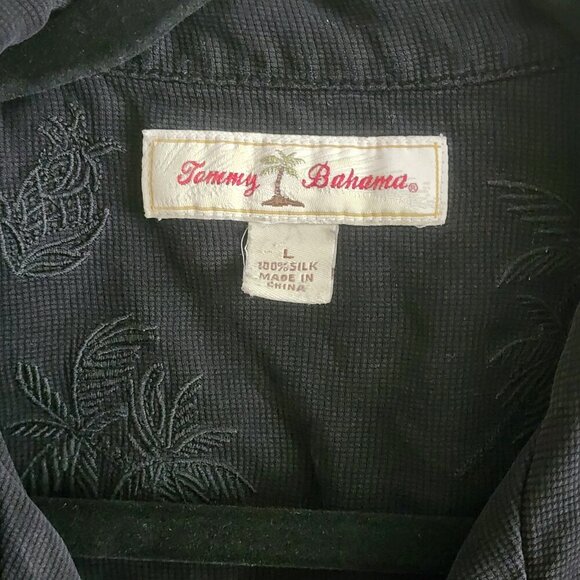 Tommy Bahama Mens Hawaiian Button Down Shirt Short Sleeve Silk Black Size XXL - Picture 4 of 8